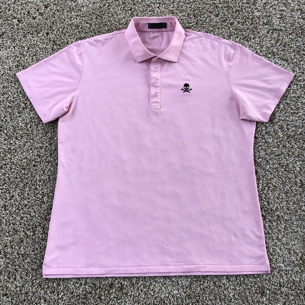 G/FORE Essential 3.0 Tech Pique Polo Shirt Mens XL Pink Performance Golf Skull